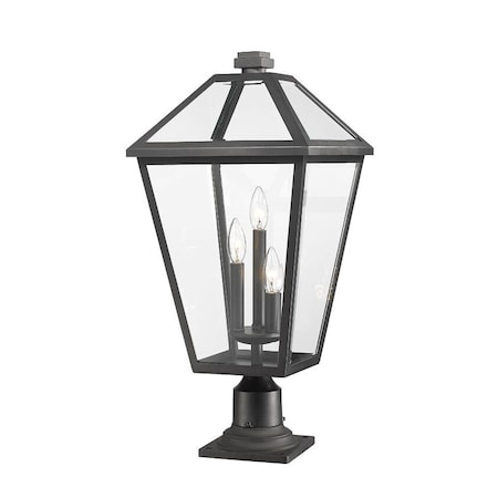 Z-Lite Talbot 3 Light Outdoor Pier Mounted Fixture, Black & Clear Beveled 579PHXLR-533PM-BK
